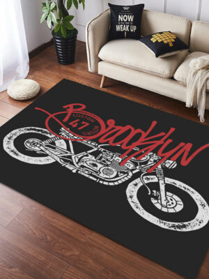 Vintage Harley Kawasaki Ducati Motorcycle Flannel Floor Mats 01