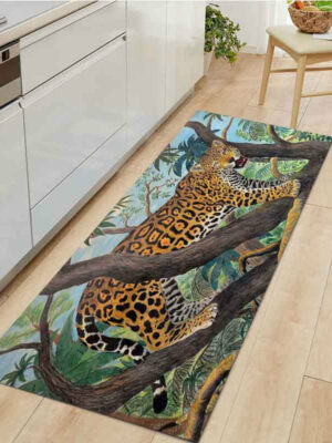 Leopard Animal Modern Patterned Flannel Simplicity Entryway Doormat Rugs Kitchen Bathroom Anti-slip Mats 02