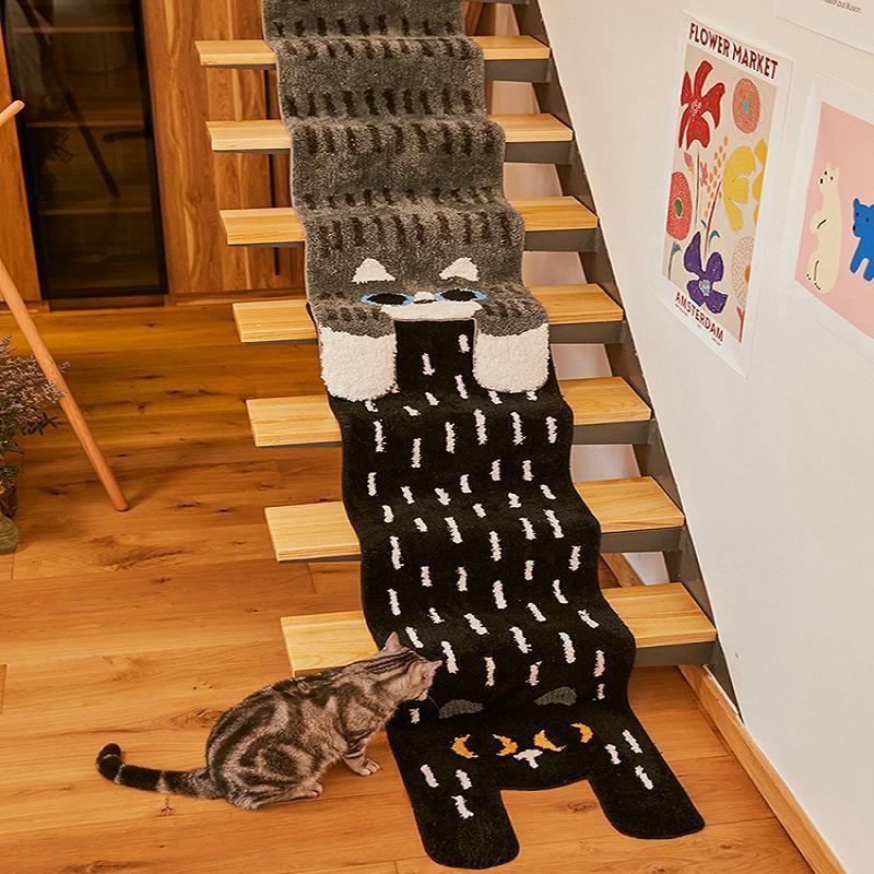 Cute Long Cat Stairs Bedroom Carpet For Living Room Bedroom Bedside Carpet Children's Room Cartoon Floor Mats - Image 2