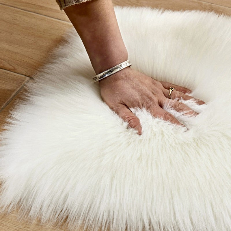 Yellow Modern Shaggy Area Faux Sheepskin Fur Round Plush Rugs For Living Room Bedroom Hall Bedroom Bedside - Image 2