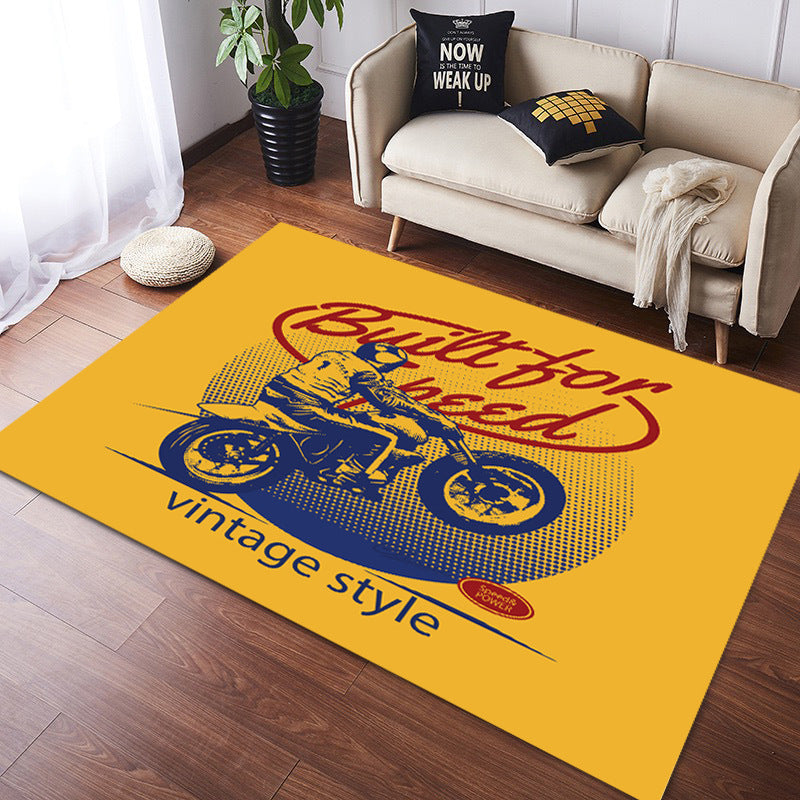 Vintage Harley Kawasaki Ducati Motorcycle Flannel Floor Mats 01 - Image 3