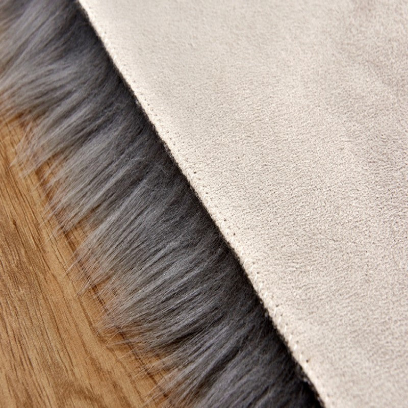 White Grey Irregular Shaped Decoration Faux Sheepskin Fur Area Rugs Shaggy Plush Rugs For the Bedroom Living Room Hall Bedside - Image 3