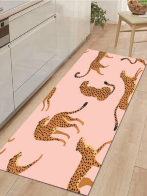 Leopard Animal Modern Patterned Flannel Simplicity Entryway Doormat Rugs Kitchen Bathroom Anti-slip Mats 04