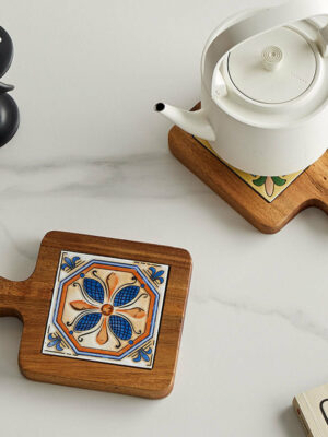 Creative Floral Pattern Wooden Kitchen Placemats