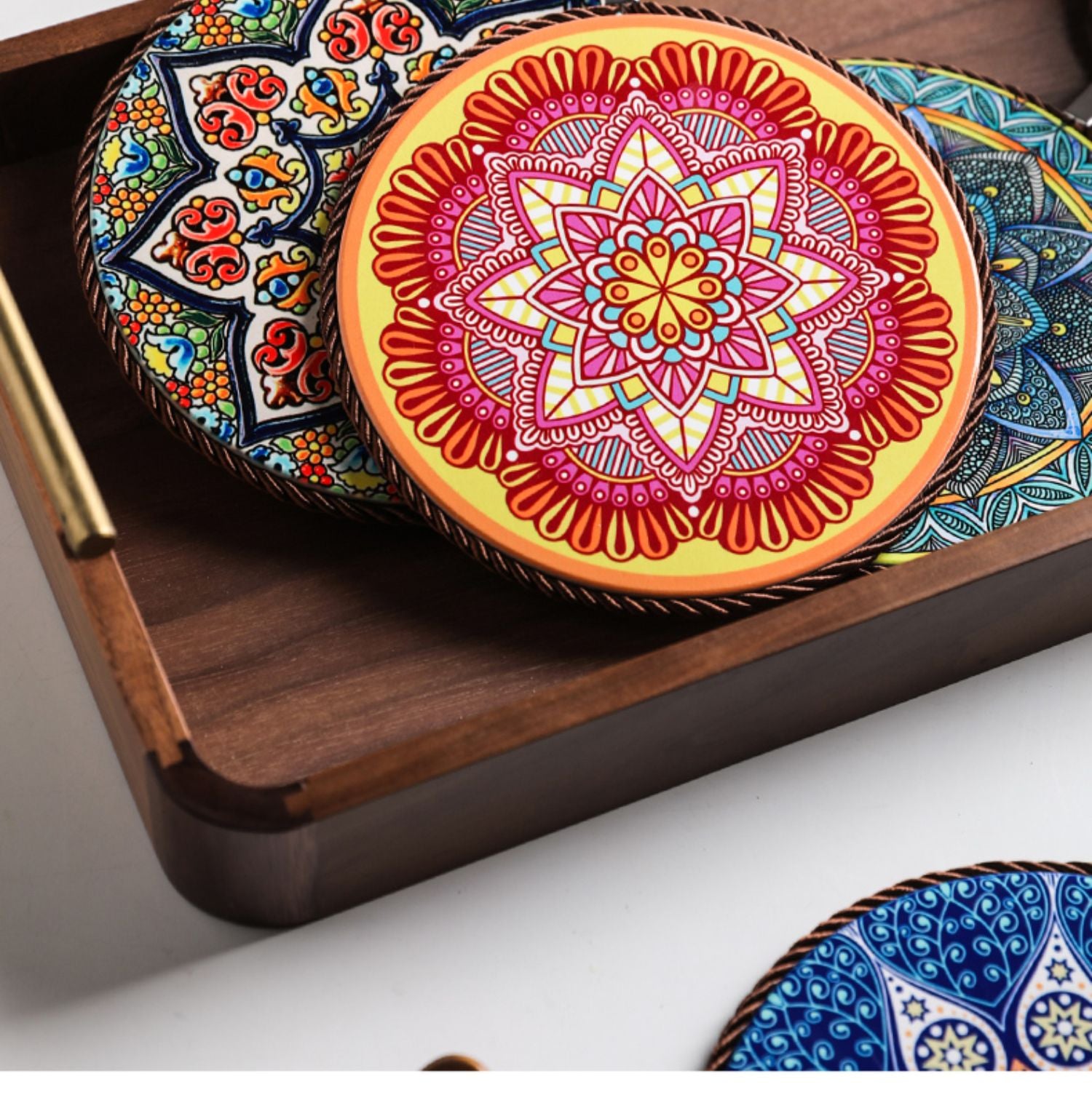 Vintage Patterned Ceramic Cork Base Table Runner Insulation Placemat - Image 3