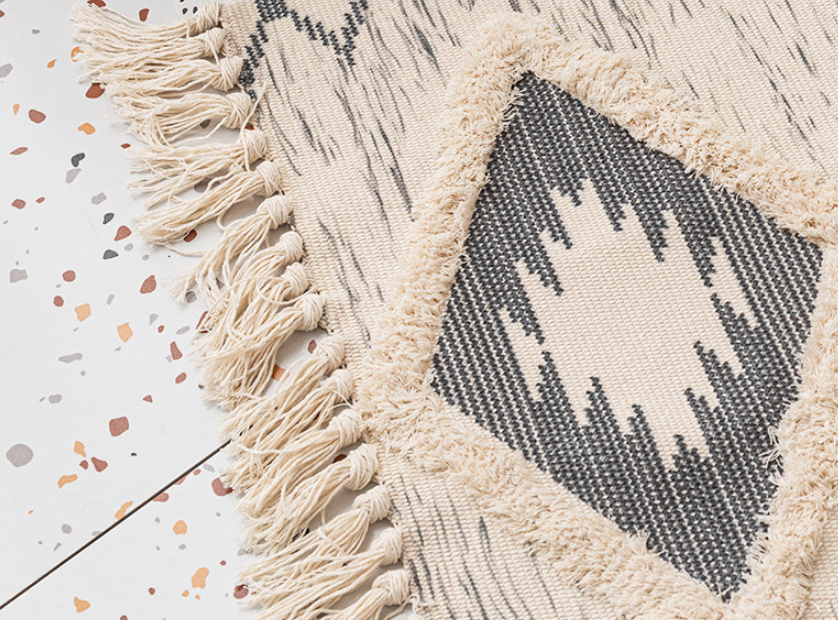 Retro Moroccan Geometric Pattern Cotton and Linen Area Rug with Tassel Handwoven Floor Carpet Rug for Living Room Bedroom 26 - Image 4