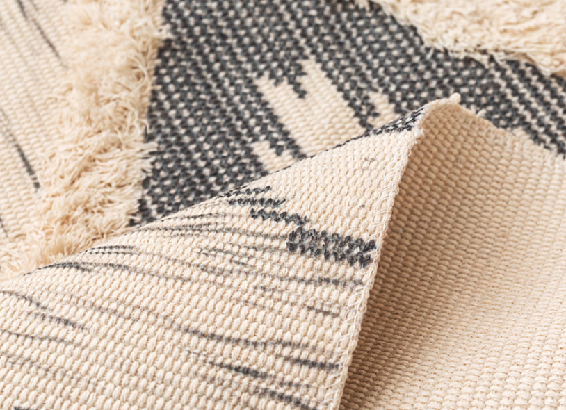 Retro Moroccan Geometric Pattern Cotton and Linen Area Rug with Tassel Handwoven Floor Carpet Rug for Living Room Bedroom 01 - Image 4