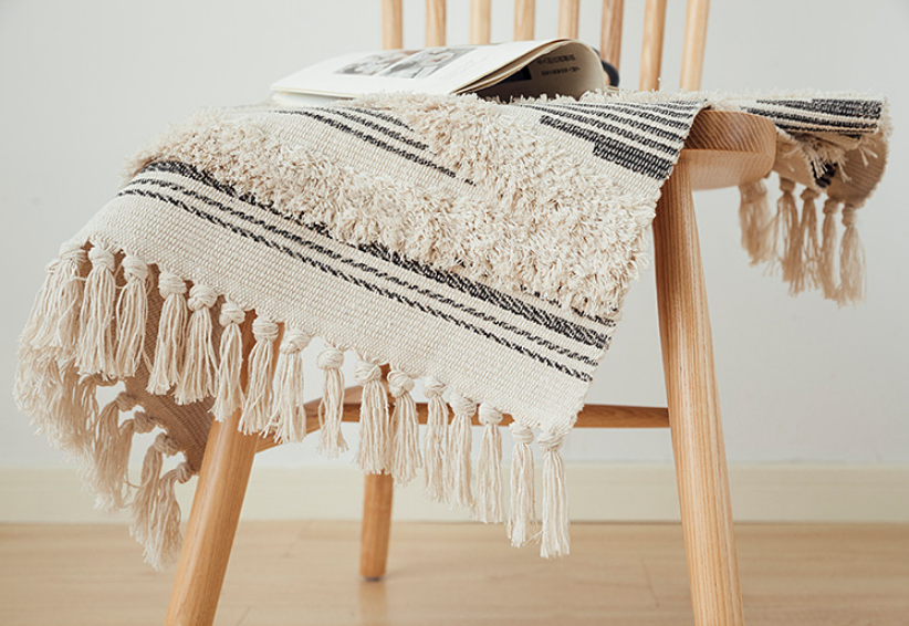 Retro Moroccan Geometric Pattern Cotton and Linen Area Rug with Tassel Handwoven Floor Carpet Rug for Living Room Bedroom 25 - Image 2