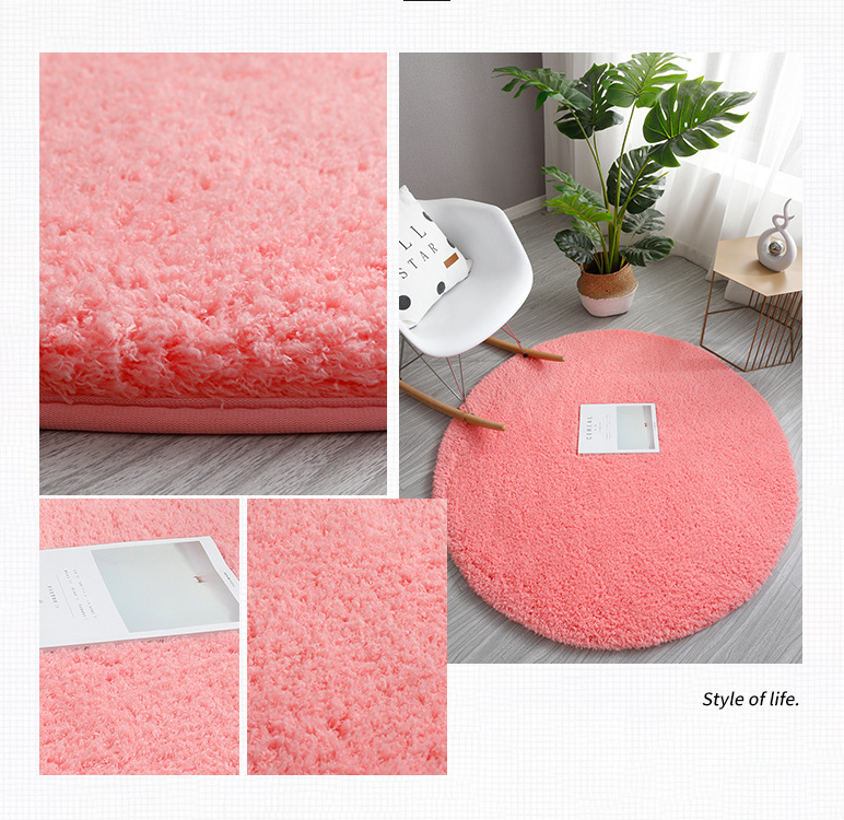 White Simple Round Modern Lambs Wool Comfy Plush Rugs For Living Room Kids Room Bedroom Bedside Carpet - Image 2