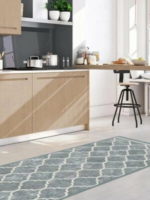 Blue Modern Geometric Rugs Runners for Living Room Bedroom Hall Office Machine Washable