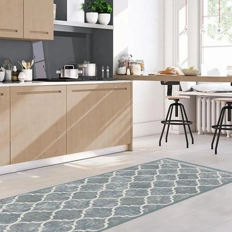 Blue Modern Geometric Rugs Runners for Living Room Bedroom Hall Office Machine Washable