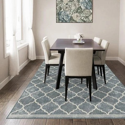 Blue Modern Geometric Rugs Runners for Living Room Bedroom Hall Office Machine Washable - Image 2