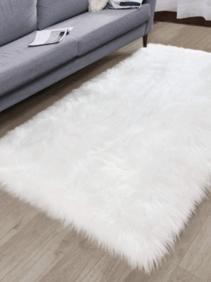 Super Soft White Faux Sheepskin Fur Area Rugs Shaggy Plush Bedside Rugs For the Bedroom Living Room Hall