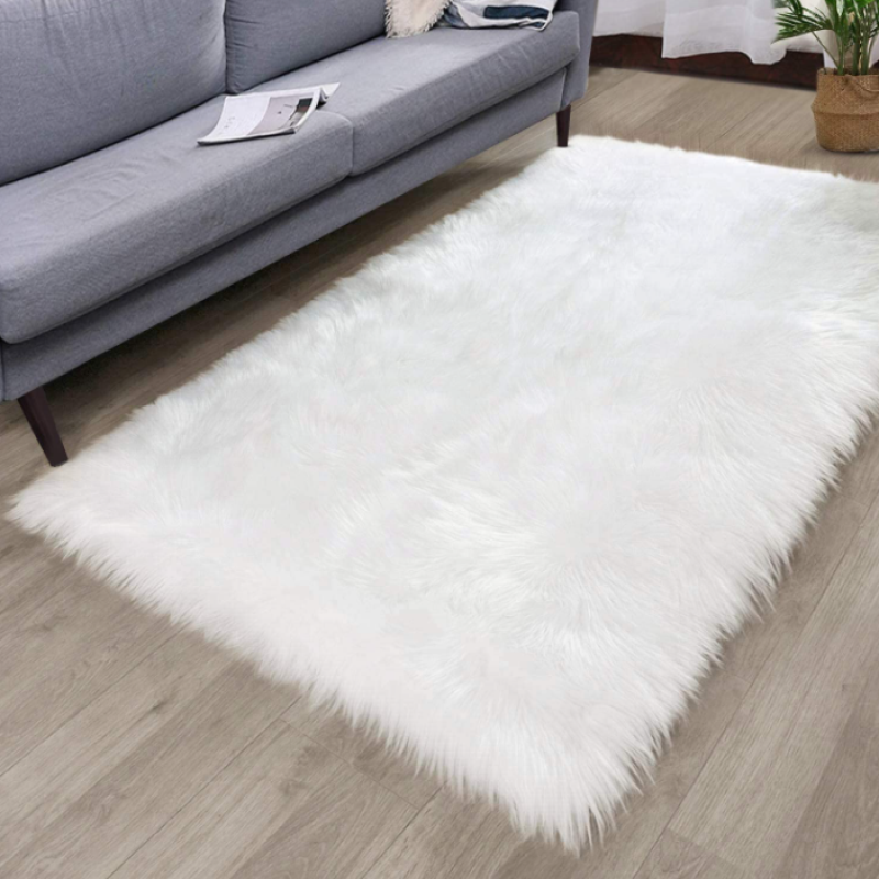 Super Soft White Faux Sheepskin Fur Area Rugs Shaggy Plush Bedside Rugs For the Bedroom Living Room Hall