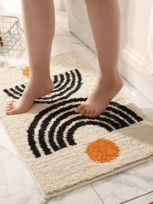 Non-Slip Soft Bath-Rugs Microfiber Bathroom/Bathtub Washable Bath Mats Plush Fluffy Beige