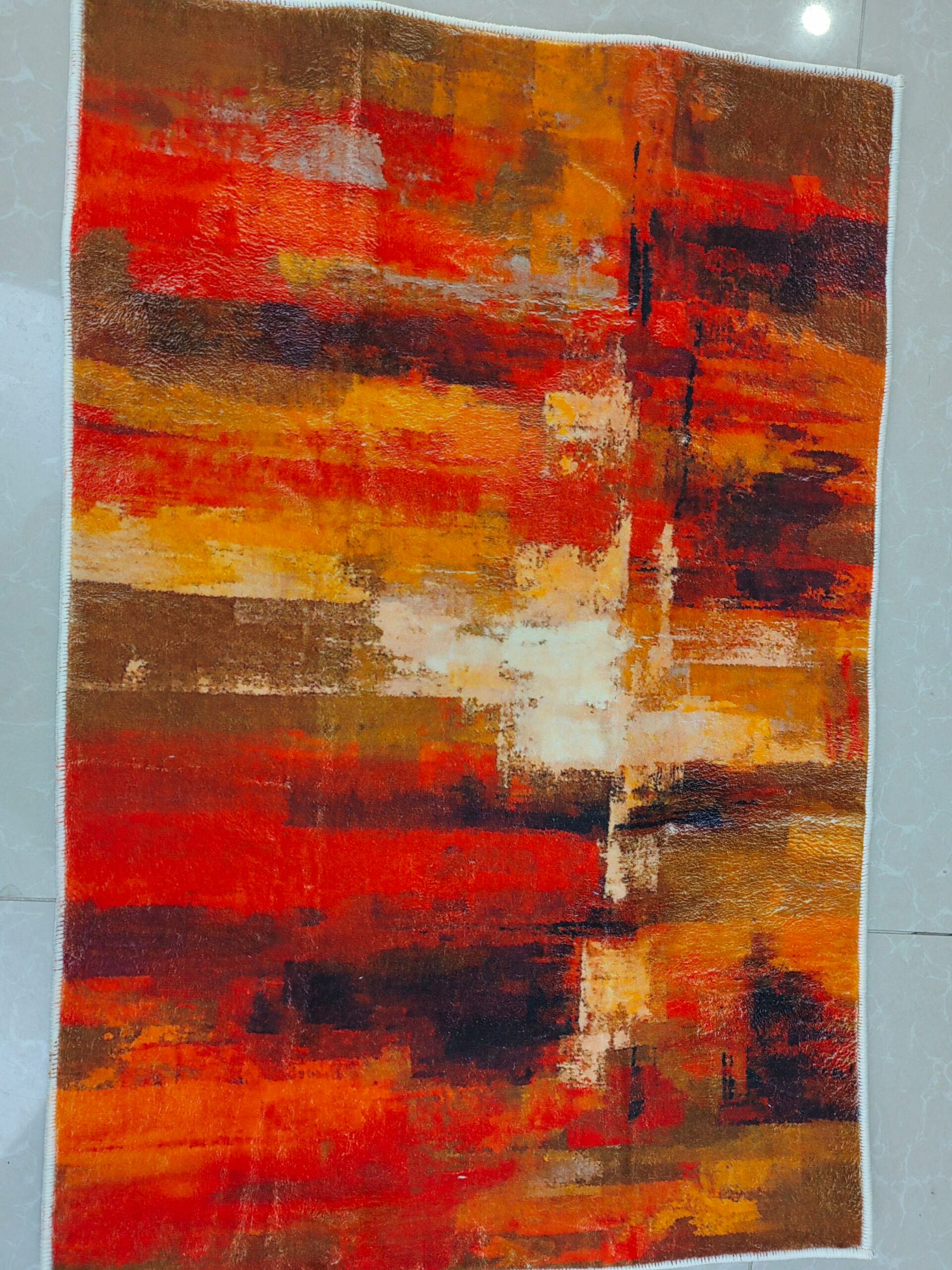 Orange Abstract Modern Patterned Area Rugs Polyester Carpets for Office Living Room Dining Room Bedroom Hall - Image 3
