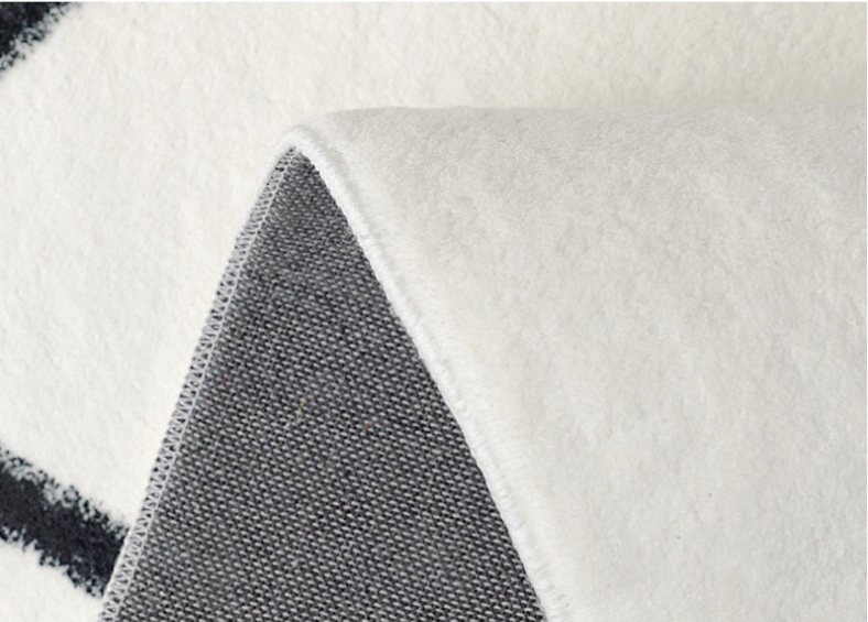Black and white line Rounded faux cashmere carpet Living room home carpet Bedroom plush bedside carpet - Image 3
