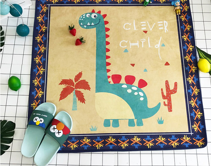 Cute Cartoon Dinosaur Children's Indoor Bedside Blanket Living Room Bedroom Study Crawl Mat Carpet Foot Mats - Image 9