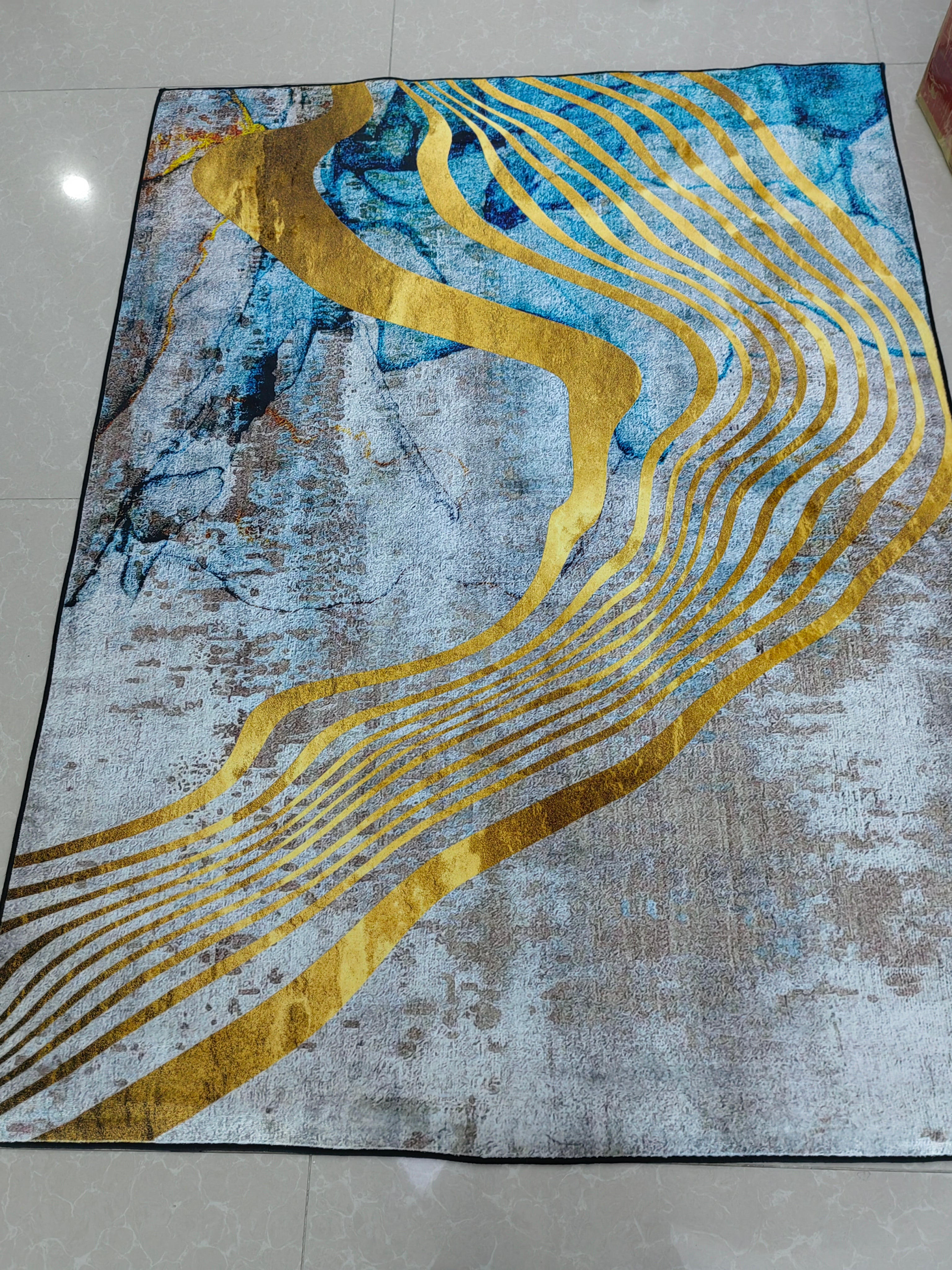 Concise Water Ink Stitching Pattern Modern Carpets For Bedroom Living Room Sofa Rugs 09 - Image 2