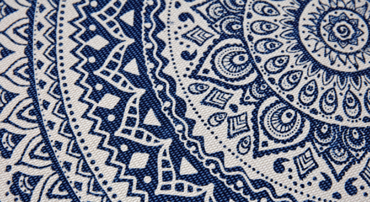 Dark Blue Round Cotton Woven Rug Mandala Boho Floor Mat Living Room Bedroom Tasseled Foot Mat Yoga Cushion - Image 3