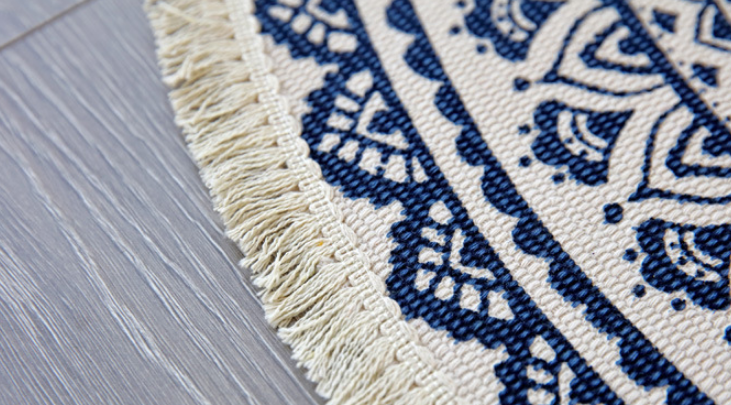 Yellow Round Cotton Woven Rug Mandala Boho Floor Mat Living Room Bedroom Tasseled Foot Mat Yoga Cushion - Image 4