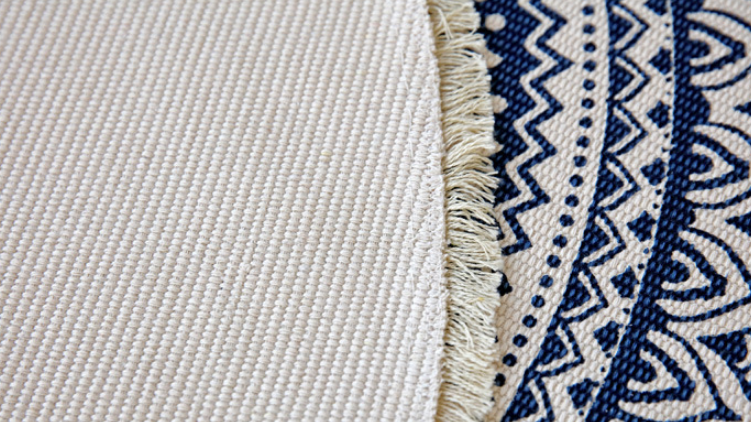 Dark Blue Round Cotton Woven Rug Mandala Boho Floor Mat Living Room Bedroom Tasseled Foot Mat Yoga Cushion - Image 5