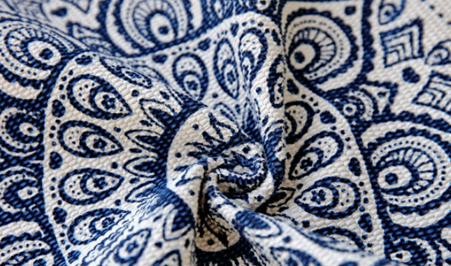 Dark Blue Round Cotton Woven Rug Mandala Boho Floor Mat Living Room Bedroom Tasseled Foot Mat Yoga Cushion - Image 2