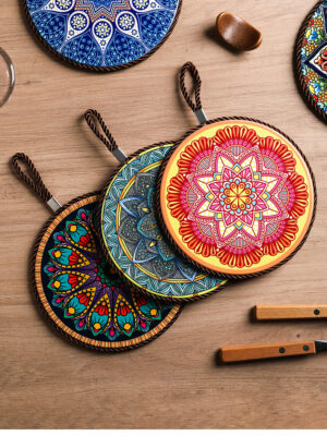 Vintage Patterned Ceramic Cork Base Table Runner Insulation Placemat