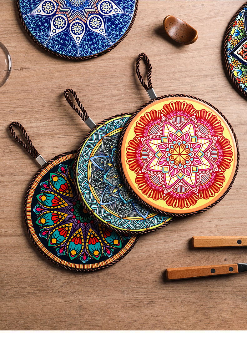 Vintage Patterned Ceramic Cork Base Table Runner Insulation Placemat