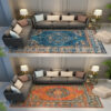 Blue Orange Shaggy Traditional Patterned Retro Rugs for Office Bedroom and Living Room