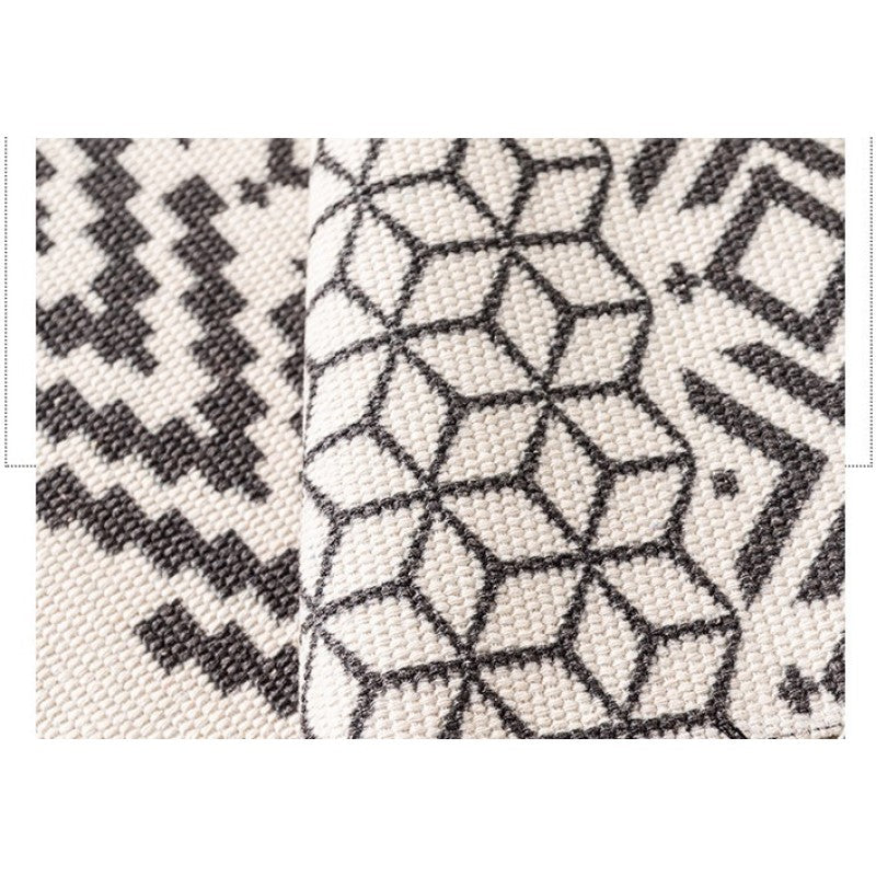 Simple Black Geometric Pattern Cotton Hanging Rugs Tapestry with Tassel Handwoven for Bedroom Living Room Hall Wall Decor Art Tapestries - Image 4