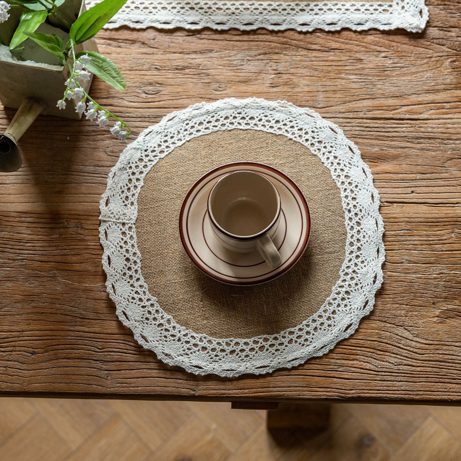 Vintage Jute Tassel Table Runner Round Bowl Mat Rectangular Heat Insulating Placemat 04 - Image 4