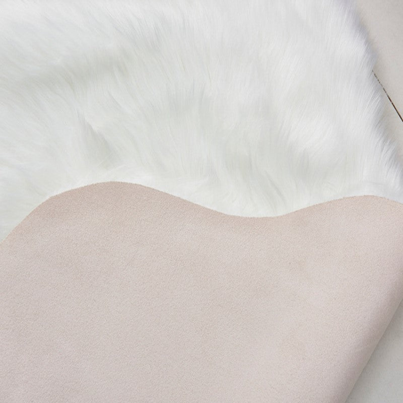 White Oval Shaped Shaggy Super Soft Faux Sheepskin Fur Plush Rugs For Living Room Hall Bedroom Bedside - Image 4