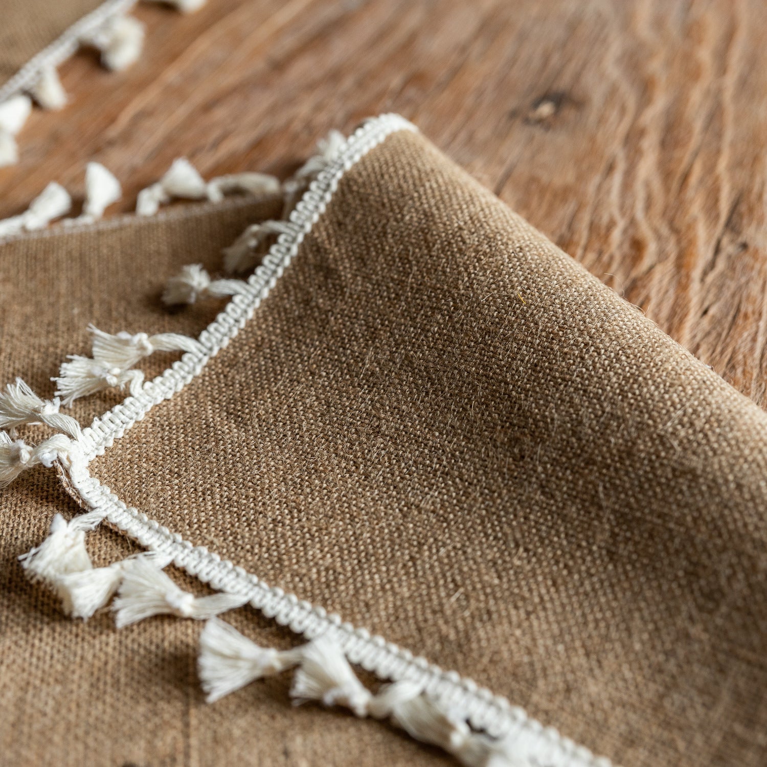 Vintage Jute Tassel Table Runner Round Bowl Mat Rectangular Heat Insulating Placemat 02 - Image 4