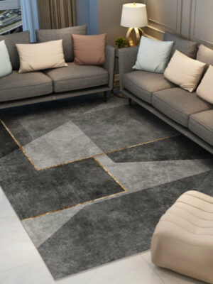 Modern Geometric Grey Simple Rugs for Living Room Dining Room Bedroom Hall