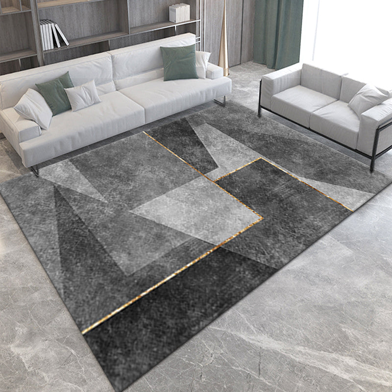 Modern Geometric Grey Simple Rugs for Living Room Dining Room Bedroom Hall - Image 5
