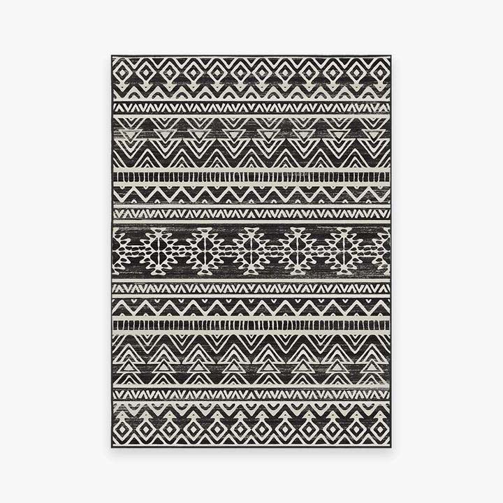Modern Black Geometric Rugs for Living Room Bedroom Hall Office Machine Washable