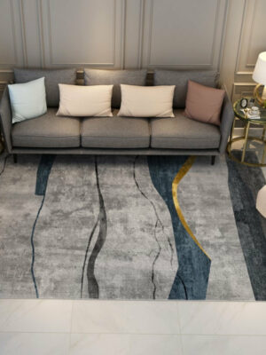 Grey Modern Geometric Simple Rugs for Living Room Dining Room Bedroom Hall