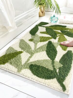 Extra Soft Flocking Bath Mats Absorbent Non-Slip Bathroom Rugs  Leaves