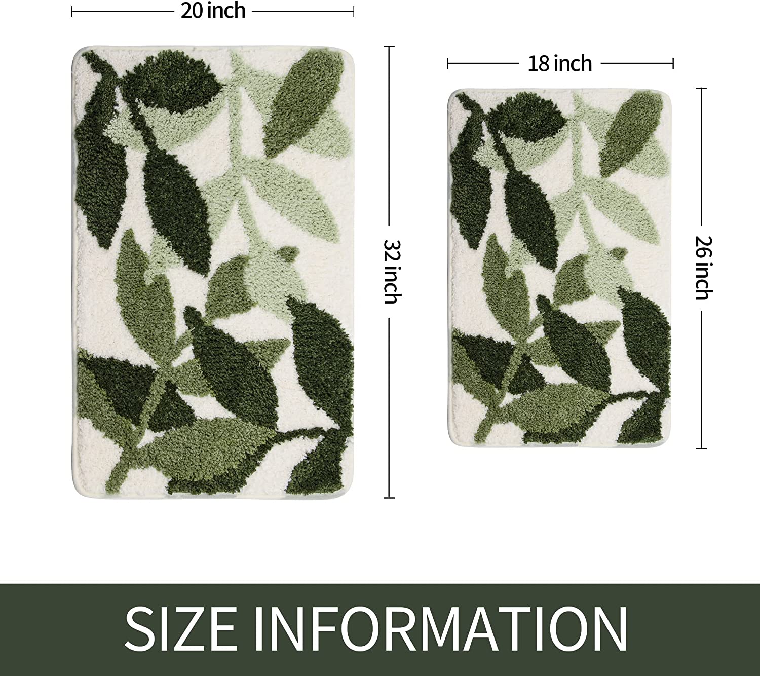 Extra Soft Flocking Bath Mats Absorbent Non-Slip Bathroom Rugs Leaves - Image 3