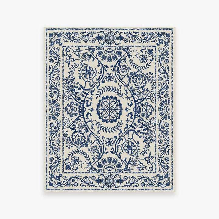 Blue Traditional Floral Rugs Runners for Living Room Bedroom Hall Office Machine Washable - Image 11