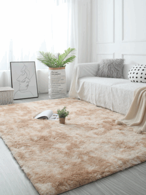 Gradient Beige Colour Modern Plain Carpet Bedroom Living Room Sofa Rugs Soft Plush Shaggy Rugs