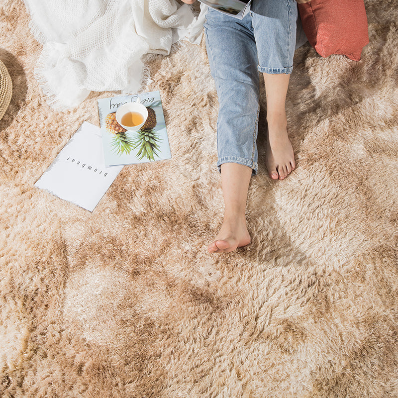 Gradient Beige Colour Modern Plain Carpet Bedroom Living Room Sofa Rugs Soft Plush Shaggy Rugs - Image 2
