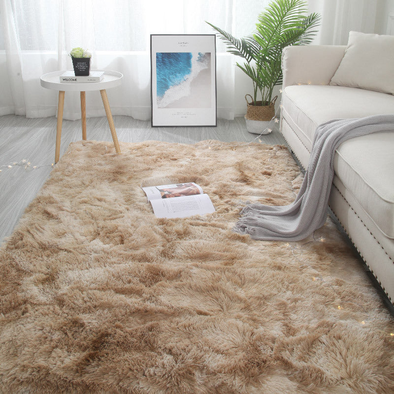 Gradient Beige Colour Modern Plain Carpet Bedroom Living Room Sofa Rugs Soft Plush Shaggy Rugs - Image 4