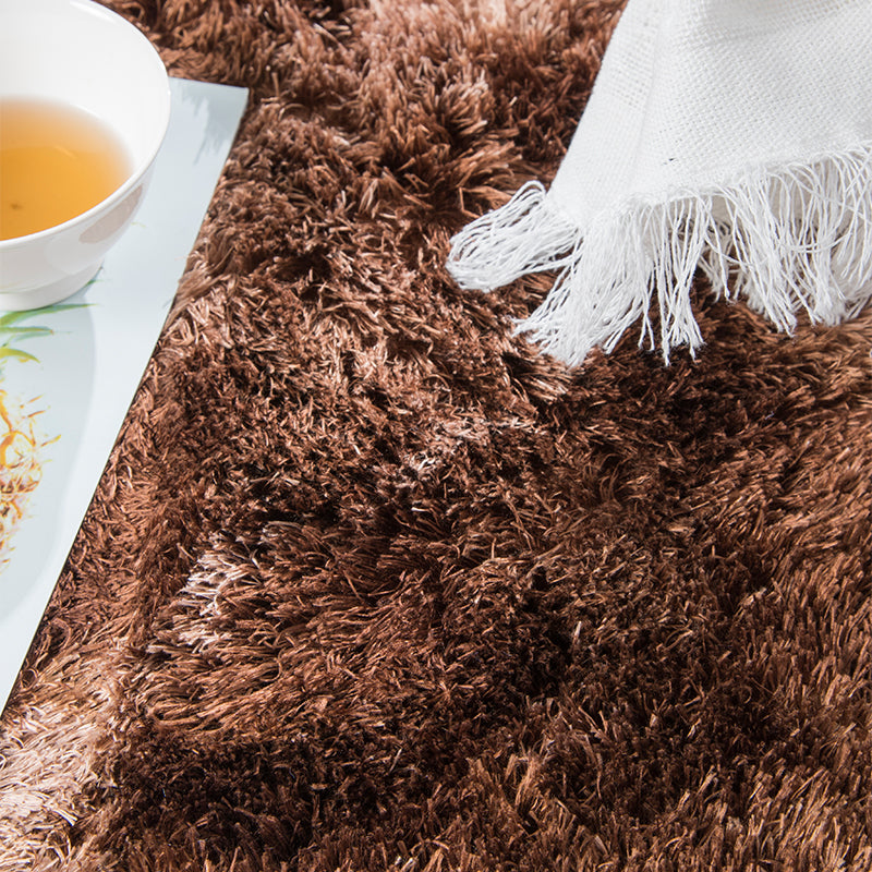 Gradient Brown Colour Modern Plain Carpet Bedroom Living Room Sofa Rugs Soft Plush Shaggy Rugs - Image 2