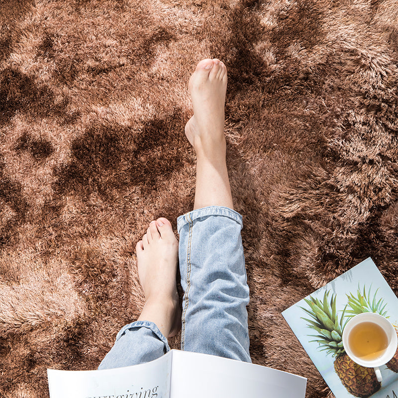 Gradient Brown Colour Modern Plain Carpet Bedroom Living Room Sofa Rugs Soft Plush Shaggy Rugs - Image 5