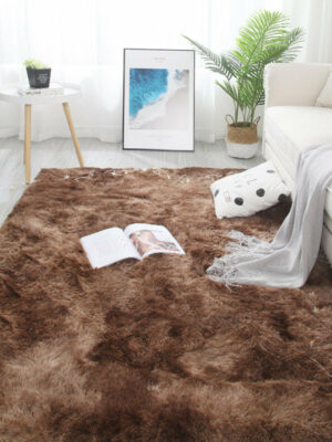 Gradient Brown Colour Modern Plain Carpet Bedroom Living Room Sofa Rugs Soft Plush Shaggy Rugs