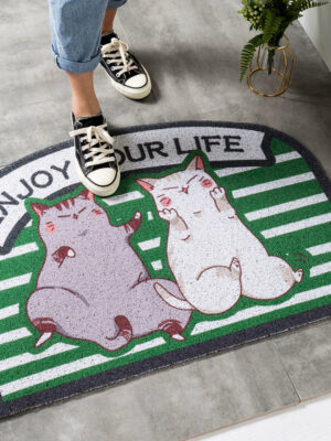 Lovely Cats Pets Sand Dust Scraping Abrasion Resistance  Durable Non-slip Mats Cartoon Doormat