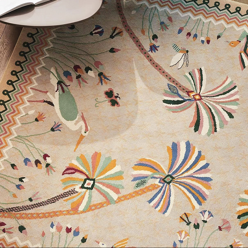 Vintage Yellow Flowers Faux Cashmere Rugs For Living Room Bedroom Bedside Rugs Anti-slip Foot Mats - Image 3