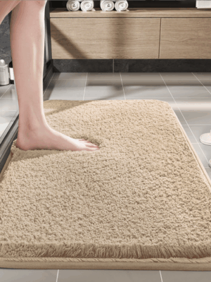 Simple Solid Colour Thickened Absorbent Non-slip Family Bathroom Doorway Entrance Mats 01